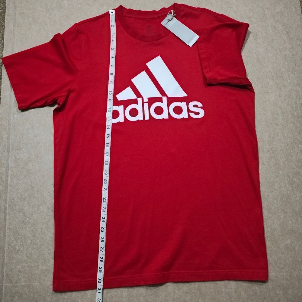 Adidas Men's Red Big Logo Short Sleeve T-Shirt #C - Picture 3 of 5